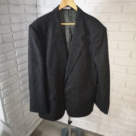 Henley Men's Size 44T Charcoal Made in Canada 100% Wool Lined Sports Coat - Picture 2 of 13